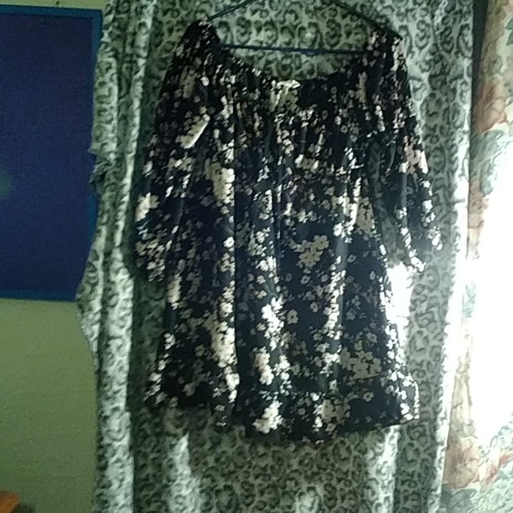Black floral dress top